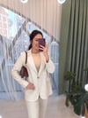 NATURAL ÖNÜ DÜĞMELİ KETEN BLAZER CEKET 