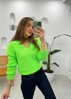 NEON YEŞİL 0136 V YAKA KAZAK 