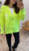 NEON YEŞİL 1045 KALP DETAY HIRKA 
