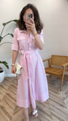 PEMBE 0496 POPLİN ÇİZGİLİ ELBİSE