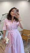 PEMBE 0496 POPLİN ÇİZGİLİ ELBİSE