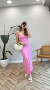 PEMBE 0758 STRAPLEZ ELBİSE
