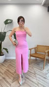 PEMBE 0758 STRAPLEZ ELBİSE