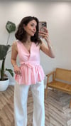 PEMBE 1004 ÖNDEN BAĞLAMA BLUZ 