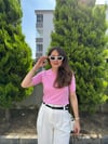 PEMBE 10426 BİSİKLET YAKA ARKASI DÜĞME DETAY 
