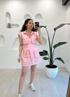PEMBE 1293 KEMERLİ ELBİSE 