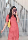 PEMBE 1295 DESENLİ ELBİSE 