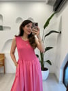PEMBE 1574 RİBANA ELBİSE