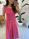 PEMBE 1574 RİBANA ELBİSE