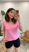 PEMBE 1840 V YAKA TİŞÖRT