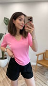PEMBE 1840 V YAKA TİŞÖRT