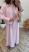 PEMBE 2770 BELLİ KUŞAKLI ELBİSE TAKIM 