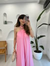 PEMBE 34937 BOYUNDAN BAĞLAMALI ELBİSE