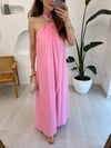 PEMBE 34937 BOYUNDAN BAĞLAMALI ELBİSE
