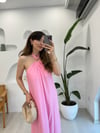 PEMBE 34937 BOYUNDAN BAĞLAMALI ELBİSE