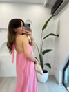 PEMBE 34937 BOYUNDAN BAĞLAMALI ELBİSE