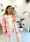 PEMBE 4016 TRİKO DESENLİ HIRKA