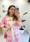 PEMBE 4016 TRİKO DESENLİ HIRKA