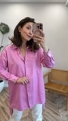 PEMBE 4345  DÜĞME DETAY GÖMLEK 