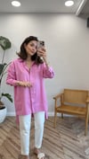 PEMBE 4345  DÜĞME DETAY GÖMLEK 