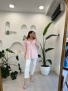 PEMBE 4365 NAKIŞ DETAYLI ÇİZGİLİ GÖMLEK 