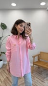 PEMBE 4825 BROŞLU TENSEL GÖMLEK