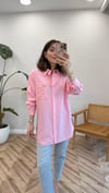 PEMBE 4825 BROŞLU TENSEL GÖMLEK