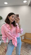PEMBE 4825 BROŞLU TENSEL GÖMLEK