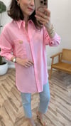 PEMBE 4825 BROŞLU TENSEL GÖMLEK