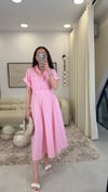 PEMBE 4863 ÇİZGİLİ ELBİSE