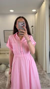 PEMBE 4863 ÇİZGİLİ ELBİSE