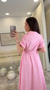 PEMBE 4863 ÇİZGİLİ ELBİSE