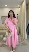 PEMBE 4863 ÇİZGİLİ ELBİSE
