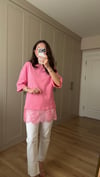 PEMBE 6059 DANTEL DETAY TİŞÖRT 