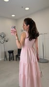PEMBE 6070 GİPELİ PÖTİKARE ELBİSE 