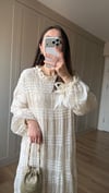 PEMBE 6762 BÜZGÜ DETAY DESENLİ ELBİSE