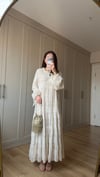 PEMBE 6762 BÜZGÜ DETAY DESENLİ ELBİSE