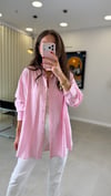 PEMBE 6944 KETEN GÖRÜNÜMLÜ GÖMLEK