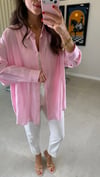 PEMBE 6944 KETEN GÖRÜNÜMLÜ GÖMLEK