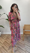 PEMBE 7594 DESENLİ ELBİSE 