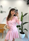 PEMBE 8097 ÇİZGİLİ ELBİSE