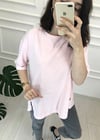 PEMBE ARKASI YIRTMAÇ TSHİRT