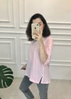 PEMBE ARKASI YIRTMAÇ TSHİRT