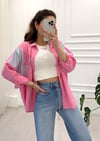 PEMBE ASİMETRİK GARNİLİ GÖMLEK 