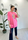 PEMBE BASKILI TSHİRT 