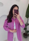 PEMBE CEBİ TAŞ DETAY TUNİK