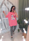 PEMBE ÇİÇEK BASKILI TSHİRT 