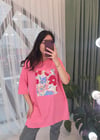PEMBE ÇİÇEK BASKILI TSHİRT 