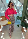 PEMBE DESENLİ BOL PANTOLON