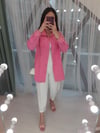 PEMBE GABARDİN CEKET 